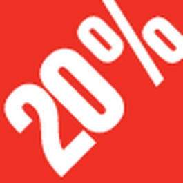 Sticker -20% bianco e rosso 3,3x3,3cm - Pack da 500 Sticker -20% bianco e rosso 3,3x3,3cm - Pack da 500