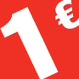 Etichette adesive 1€ 3,3x3,3cm rosso/bianco - per 500 Etichette adesive 1€ 3,3x3,3cm rosso/bianco - per 500