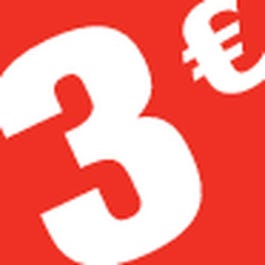 Etichette adesive 3€ 3,3x3,3cm rosso/bianco - per 500 Etichette adesive 3€ 3,3x3,3cm rosso/bianco - per 500