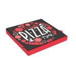 Scatola pizza "Pizza Time" cartoncino rosso, bianco e nero 40x40x3.8cm - da 100
