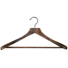 Gruccia legno marrone sbiadito spalle larghe con barra Conf. da 3 Gruccia legno marrone sbiadito spalle larghe con barra Conf. da 3