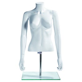 Busto manichino donna con braccia su piede colore bianco opaco Busto manichino donna con braccia su piede colore bianco opaco