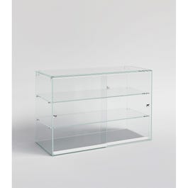 Vetrina da banco in vetro temperato con porte scorrevoli 100x40x60 cm Vetrina da banco in vetro temperato con porte scorrevoli 100x40x60 cm