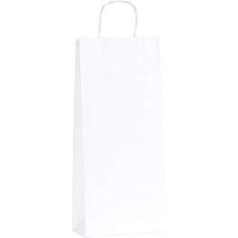 Sacchetto portabottiglie in carta bianca 1 o 2 bottiglie 18x8x40cm - per 100 Sacchetto portabottiglie in carta bianca 1 o 2 bottiglie 18x8x40cm - per 100