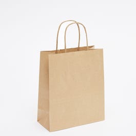 Sacchetto kraft vergato marrone con manici ritorti 18x8x21cm - da 50 Sacchetto kraft vergato marrone con manici ritorti 18x8x21cm - da 50