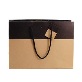 Borsa di lusso, kraft bicolore / nero 33+11.5x24cm - per 10 Borsa di lusso, kraft bicolore / nero 33+11.5x24cm - per 10