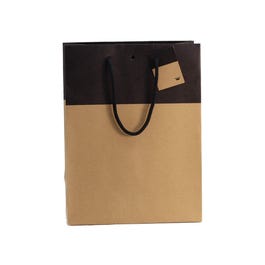 Borsa di lusso, kraft bicolore / nero 25+13x33cm - per 10 Borsa di lusso, kraft bicolore / nero 25+13x33cm - per 10