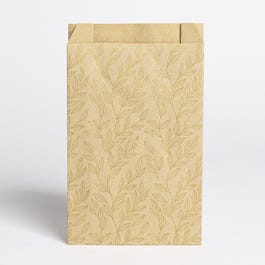 Sacchetti regalo kraft liscio "Foglie Oro" 12+4,5x20cm - per 150 Sacchetti regalo kraft liscio "Foglie Oro" 12+4,5x20cm - per 150