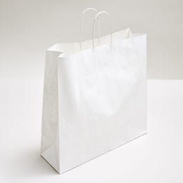 Sacchetto kraft vergé bianco con manici ritorti 40x15x45cm - da 50 Sacchetto kraft vergé bianco con manici ritorti 40x15x45cm - da 50