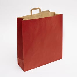 Sacchetto kraft vergato rosso con manici piatti 45x15x49cm - da 50 Sacchetto kraft vergato rosso con manici piatti 45x15x49cm - da 50