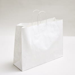 Sacchetto kraft vergé bianco con manici ritorti 46x14x36cm - da 50 Sacchetto kraft vergé bianco con manici ritorti 46x14x36cm - da 50