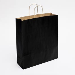 Sacchetto di carta kraft liscio nero con manici ritorti 36x12x41cm - da 50 Sacchetto di carta kraft liscio nero con manici ritorti 36x12x41cm - da 50