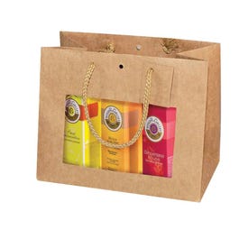 Busta shopper kraft finestra + cordoncino 24 x 14 x 19,5 cm - Pack da 10 Busta shopper kraft finestra + cordoncino 24 x 14 x 19,5 cm - Pack da 10