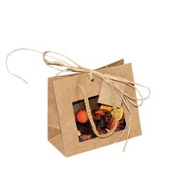 Busta shopper kraft finestra + cordoncino 16 x 8 x 14 cm - Pack da 12 Busta shopper kraft finestra + cordoncino 16 x 8 x 14 cm - Pack da 12
