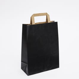 Sacchetto kraft vergé nero con manici piatti 22x10x29cm - da 50 Sacchetto kraft vergé nero con manici piatti 22x10x29cm - da 50