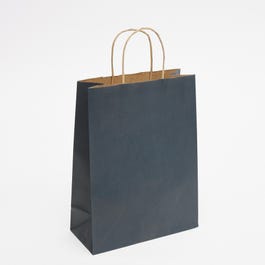 Sacchetto di carta kraft blu con manici ritorti 22x10x29cm - da 50 Sacchetto di carta kraft blu con manici ritorti 22x10x29cm - da 50