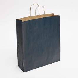 Sacchetto di carta kraft liscio blu con manici ritorti 36x12x41cm - da 50 Sacchetto di carta kraft liscio blu con manici ritorti 36x12x41cm - da 50
