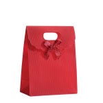 Busta regalo rossa  con fiocco L12 x P6 x A16 cm - Pack da 10