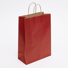 Sacchetto di carta kraft liscio con manici ritorti rosso 27x12x37cm - da 50 Sacchetto di carta kraft liscio con manici ritorti rosso 27x12x37cm - da 50