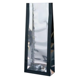 Sacchetto con finestra e base piatta in nero lucido 9x24+4,5cm - da 50 Sacchetto con finestra e base piatta in nero lucido 9x24+4,5cm - da 50