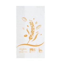 Busta pane tagliato trasparente N°5 decorazione beige 23x42+4cm - da 200 Busta pane tagliato trasparente N°5 decorazione beige 23x42+4cm - da 200