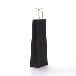 Borsa 1 bottiglia nero manici ritorti Dim. 14x8.5x39.5 cm - Pack da 50 Borsa 1 bottiglia nero manici ritorti Dim. 14x8.5x39.5 cm - Pack da 50