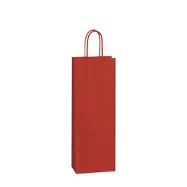 Borsa 1 bottiglia rosso manici ritorti Dim. 14x39+8,5cm - Pack da 50 Borsa 1 bottiglia rosso manici ritorti Dim. 14x39+8,5cm - Pack da 50