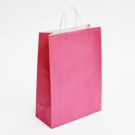 Sacchetto di carta kraft liscio fucsia con manici ritorti 27x12x37cm - da 50 Sacchetto di carta kraft liscio fucsia con manici ritorti 27x12x37cm - da 50