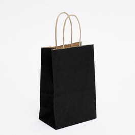Sacchetto di carta kraft nero con manici ritorti 14x8,5x21,5cm - da 50 Sacchetto di carta kraft nero con manici ritorti 14x8,5x21,5cm - da 50