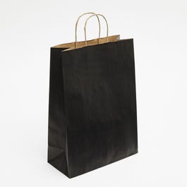 Sacchetto di carta kraft nero con manici ritorti 27x37x12cm - da 50 Sacchetto di carta kraft nero con manici ritorti 27x37x12cm - da 50