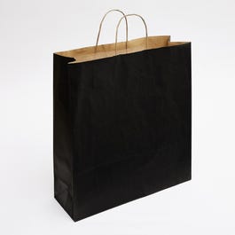 Sacchetto di carta kraft nero con manici ritorti 45x49x15cm - da 50 Sacchetto di carta kraft nero con manici ritorti 45x49x15cm - da 50