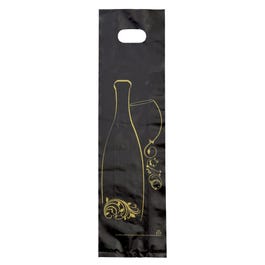 Borsa 1 bottiglia nero manici fagiolo Dim. 12x46+6cm - Pack da 50 Borsa 1 bottiglia nero manici fagiolo Dim. 12x46+6cm - Pack da 50