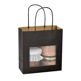 Borsa shopper nera con finestra manici ritorti Dim.18x19+8cm - per 12 Borsa shopper nera con finestra manici ritorti Dim.18x19+8cm - per 12