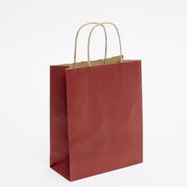 Sacchetto kraft vergato rosso con manici ritorti 18x8x21cm - da 50 Sacchetto kraft vergato rosso con manici ritorti 18x8x21cm - da 50