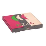 Scatola pizza kraft micro ondulato tricolore deco 31x31+3.5cm - Confez. da 100