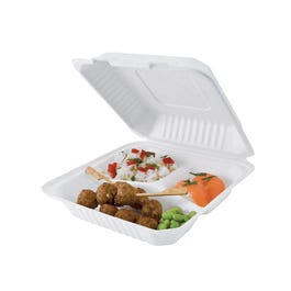 Lunch box 3 scomparti bagassa 22.9x22.9x4.48cm - per 50 Lunch box 3 scomparti bagassa 22.9x22.9x4.48cm - per 50