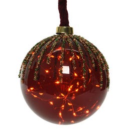 Sfera di vetro rossa 40 led bianco caldo Ø20cm Sfera di vetro rossa 40 led bianco caldo Ø20cm