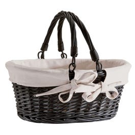 Cesto vimini ovale nero foderato Dim. 35x29x29 cm Cesto vimini ovale nero foderato Dim. 35x29x29 cm