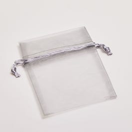 Sacchetto in organza argento L9 x A12cm - per 10 Sacchetto in organza argento L9 x A12cm - per 10