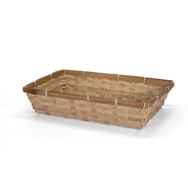 Cesto bambu beige bordo marrone Dim. 38x24x8 cm Cesto bambu beige bordo marrone Dim. 38x24x8 cm